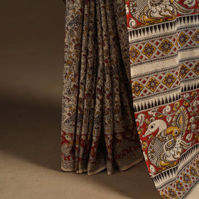 Beige - printed cotton nellore kalamkari saree 63