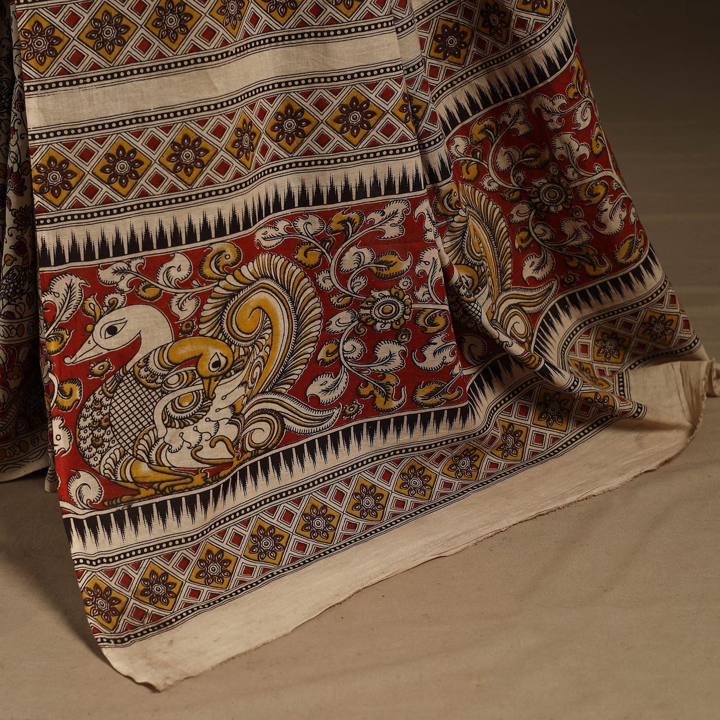 Beige - printed cotton nellore kalamkari saree 63