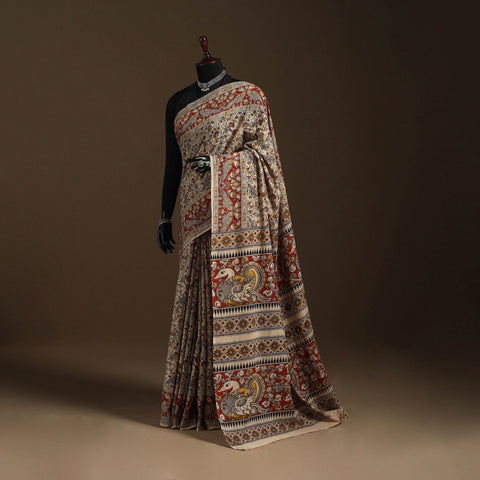 Beige - printed cotton nellore kalamkari saree 63