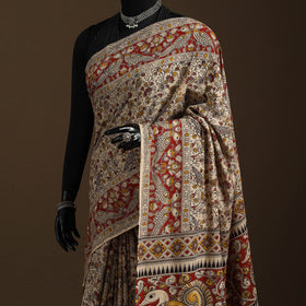 Beige - printed cotton nellore kalamkari saree 63