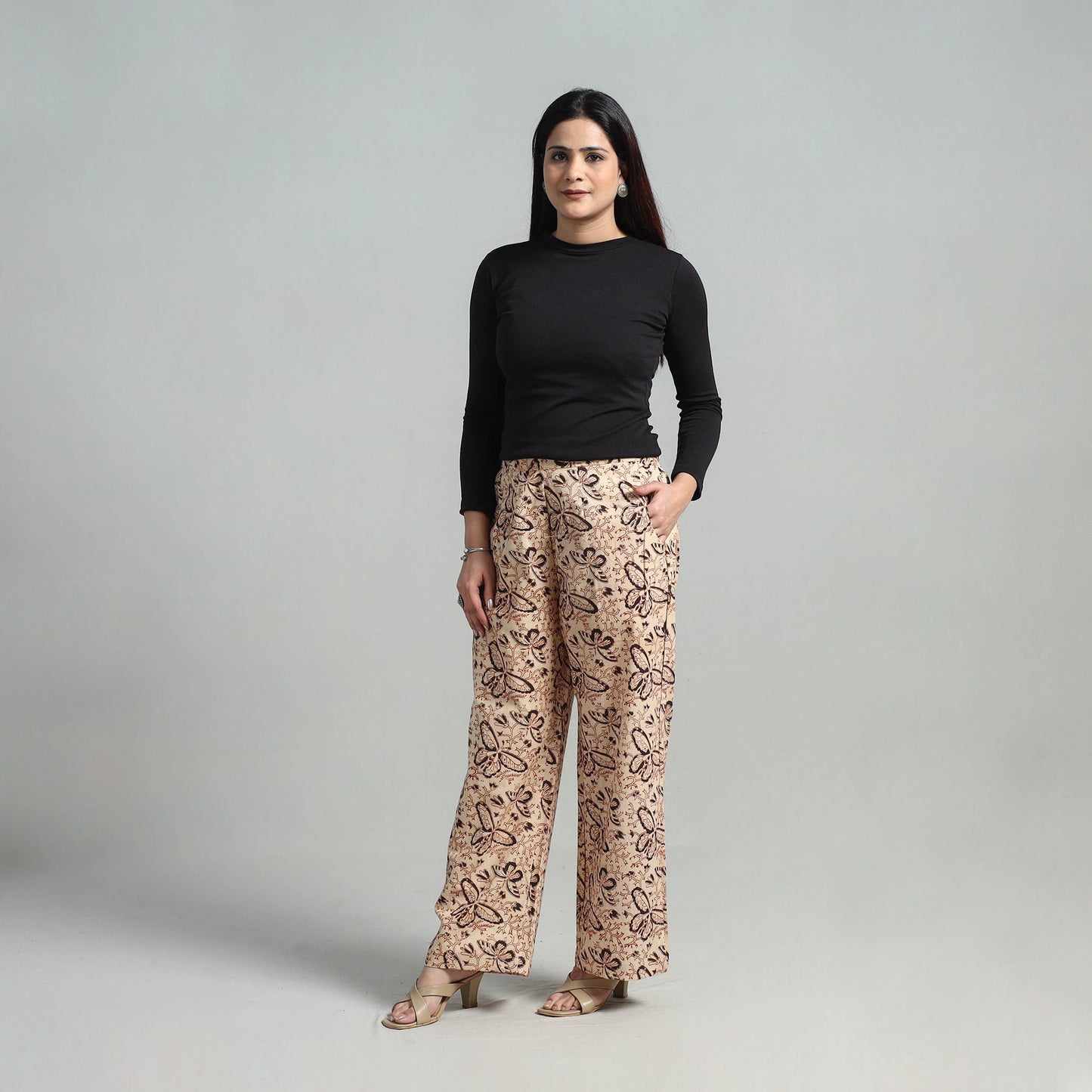  Block Printed Cotton Pedana Kalamkari Palazzo