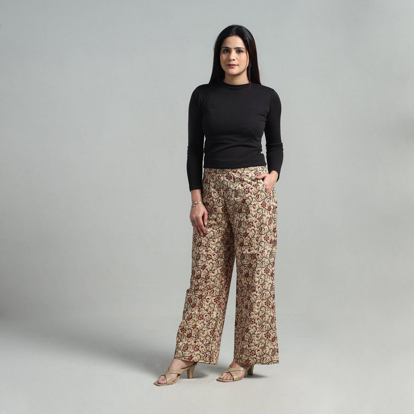  Block Printed Cotton Pedana Kalamkari Palazzo