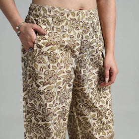 Buy Block Printed Cotton Pedana Kalamkari Palazzo