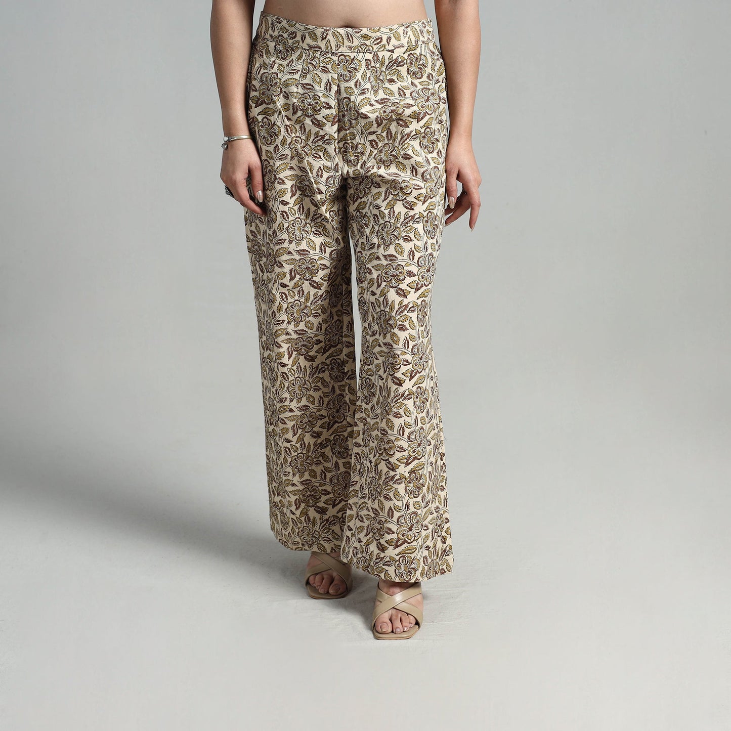 Buy Block Printed Cotton Pedana Kalamkari Palazzo