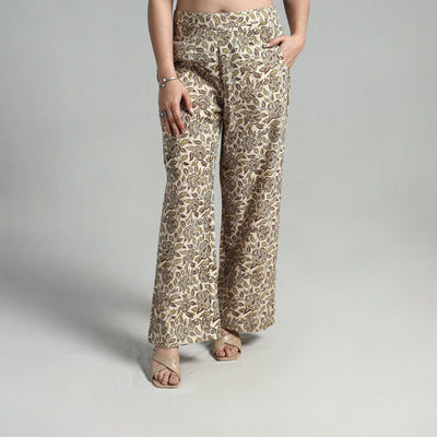 Buy Block Printed Cotton Pedana Kalamkari Palazzo