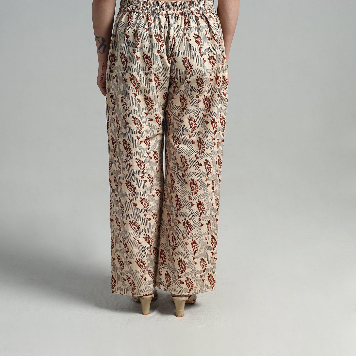 Buy Block Printed Cotton Pedana Kalamkari Palazzo