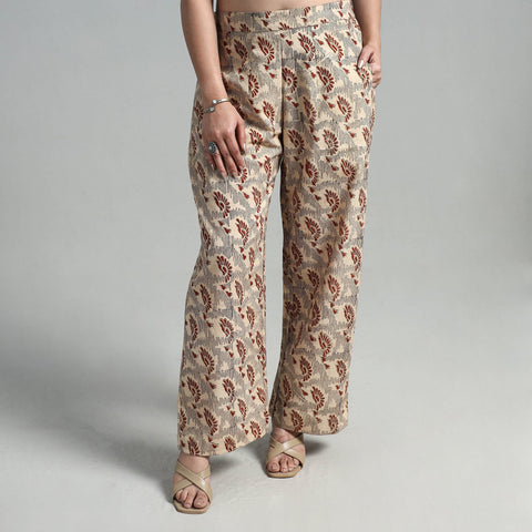 Buy Block Printed Cotton Pedana Kalamkari Palazzo