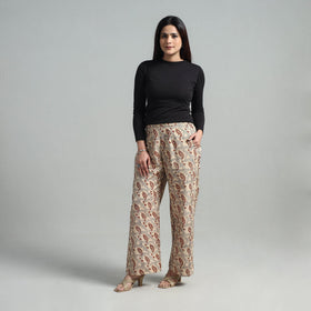 Buy Block Printed Cotton Pedana Kalamkari Palazzo