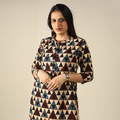  Ajrakh Block Printed Cotton Straight Kurta for Women