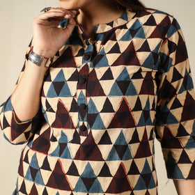  Ajrakh Block Printed Cotton Straight Kurta for Women