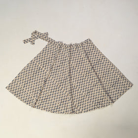 Beige - printed cotton wrap around skirt 07 - handcrafted
