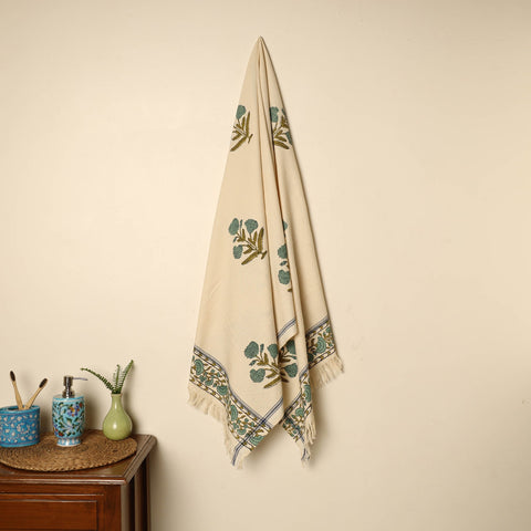  Block Printed Handloom Cotton Sanganeri Towel 