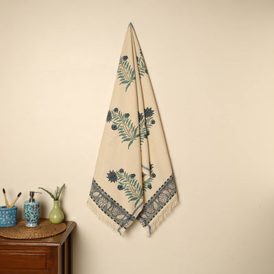 Beige - printed handloom cotton sanganeri towel 17