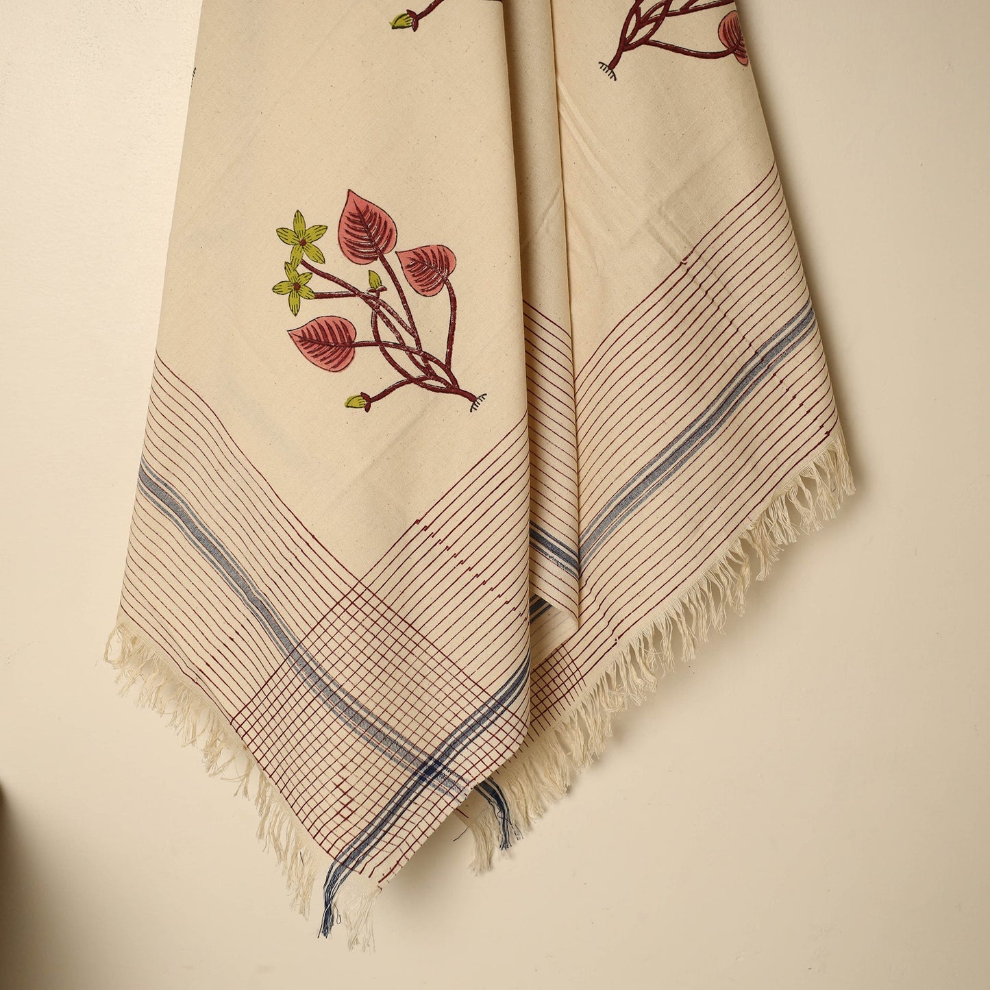 Beige - printed handloom cotton sanganeri towel 21