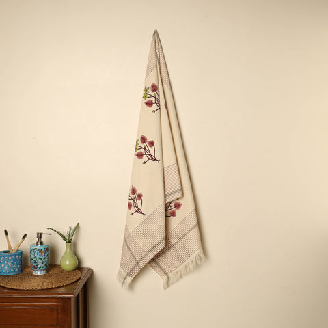 Beige - printed handloom cotton sanganeri towel 23