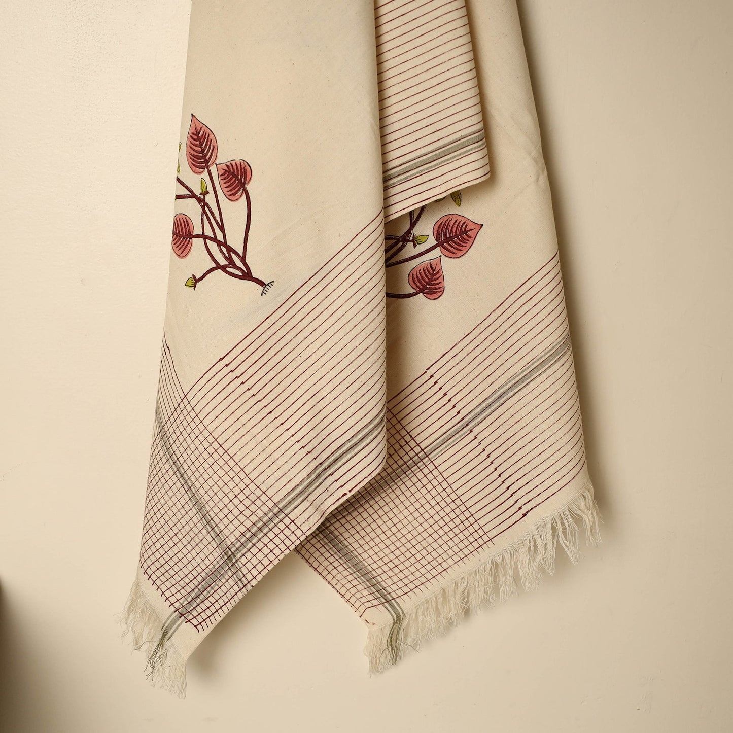 Beige - printed handloom cotton sanganeri towel 23