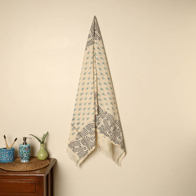 Beige - printed handloom cotton sanganeri towel 28