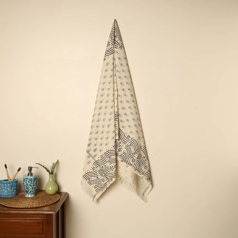 Beige - printed handloom cotton sanganeri towel 28