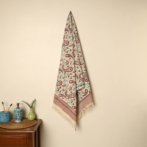 Beige - printed handloom cotton sanganeri towel 39