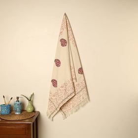 Beige - printed handloom cotton sanganeri towel 44