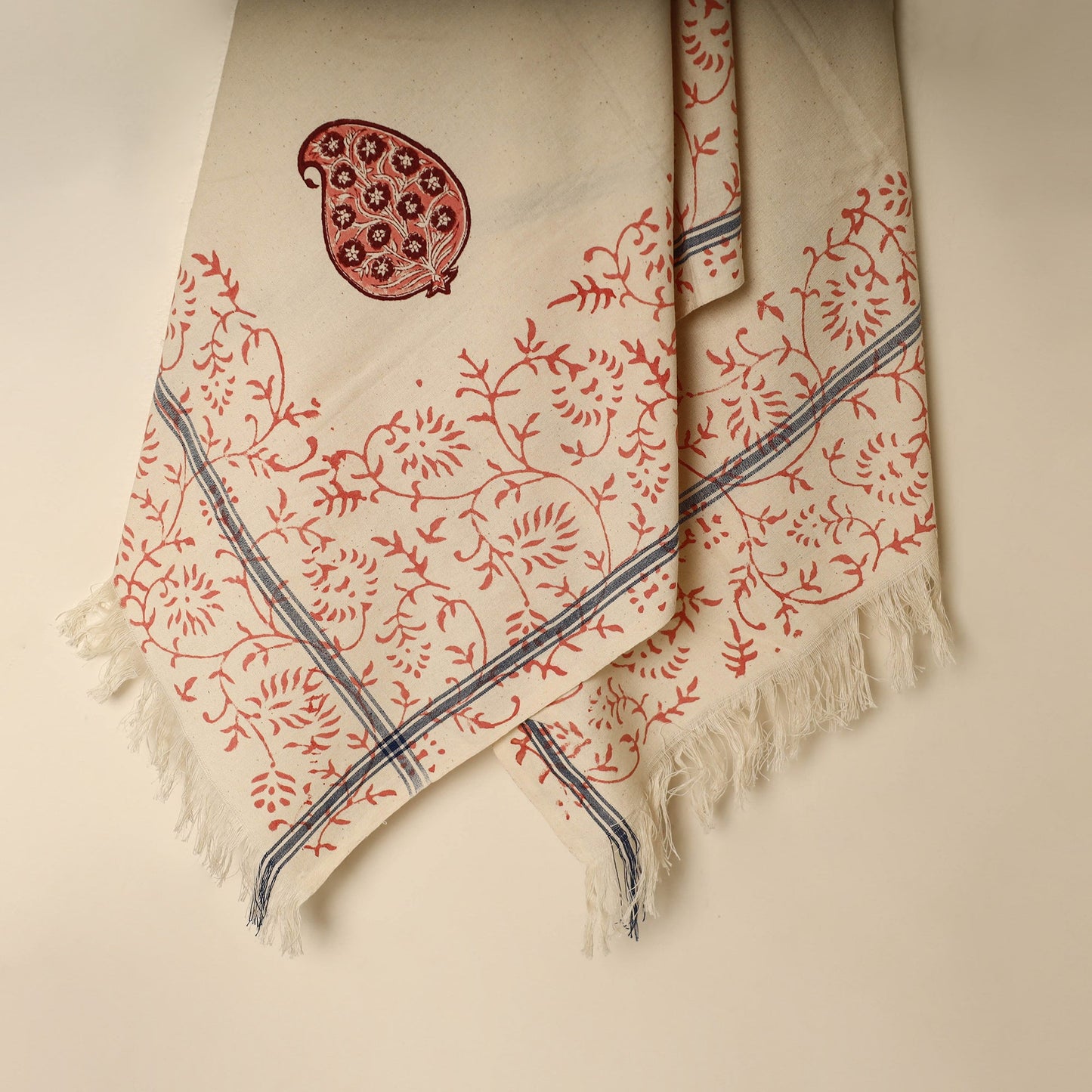  Block Printed Handloom Cotton Sanganeri Towel 