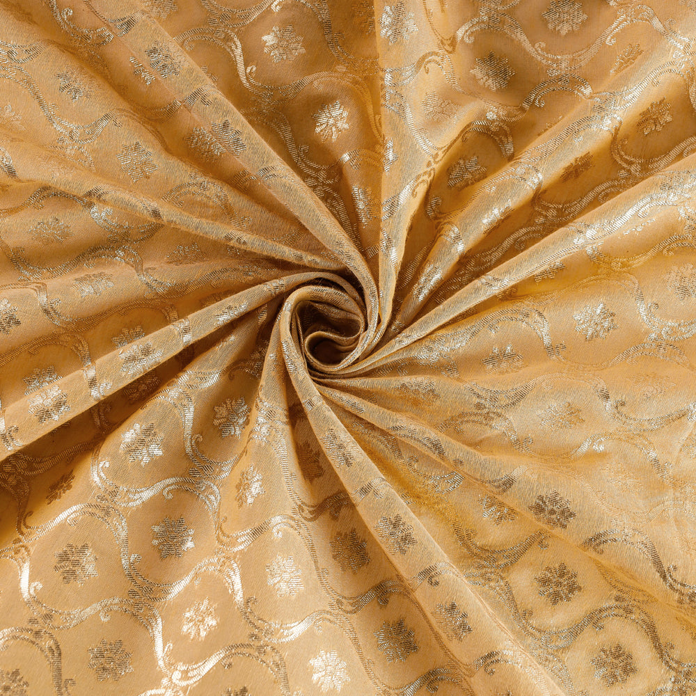  Pure Banarasi Handwoven Cutwork Buti Silk Cotton Fabric 