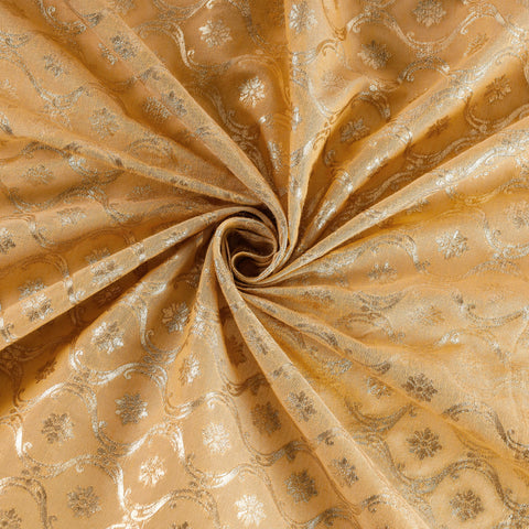  Pure Banarasi Handwoven Cutwork Buti Silk Cotton Fabric 