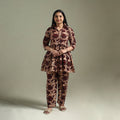 Pure cotton natural dyed ajrakh hand block print night suit
