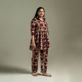 Pure cotton natural dyed ajrakh hand block print night suit