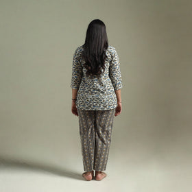 Pure cotton natural dyed ajrakh hand block print night suit