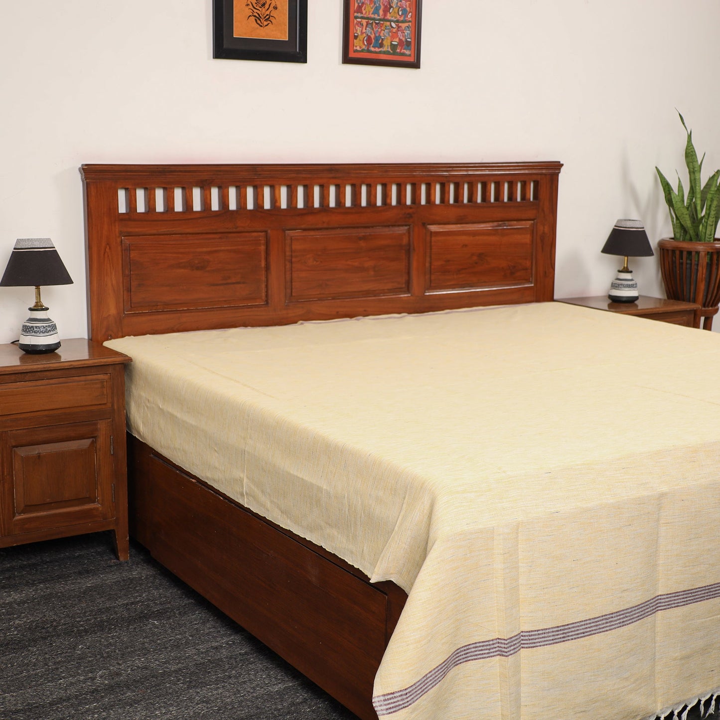  Pure Handloom Cotton Double Bed Cover 