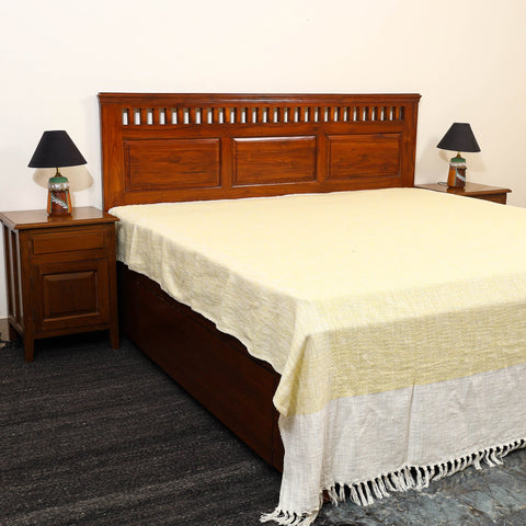 Beige - pure handloom cotton double bed cover from bijnor