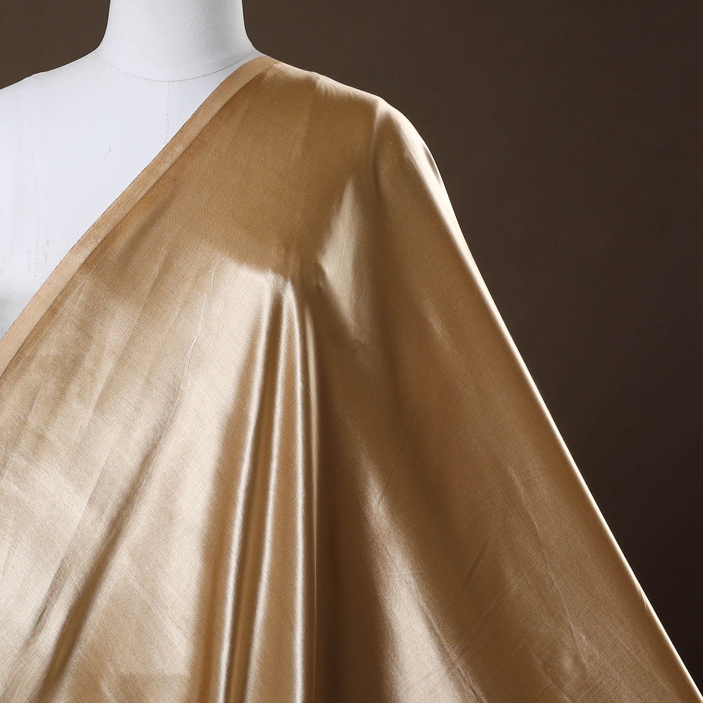 Beige - pure mashru silk plain fabric (width - 46 in) 01