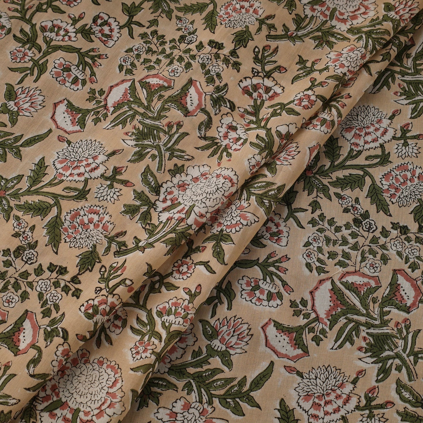 Pure mul cotton hand sanganeri fabric 03 - handcrafted