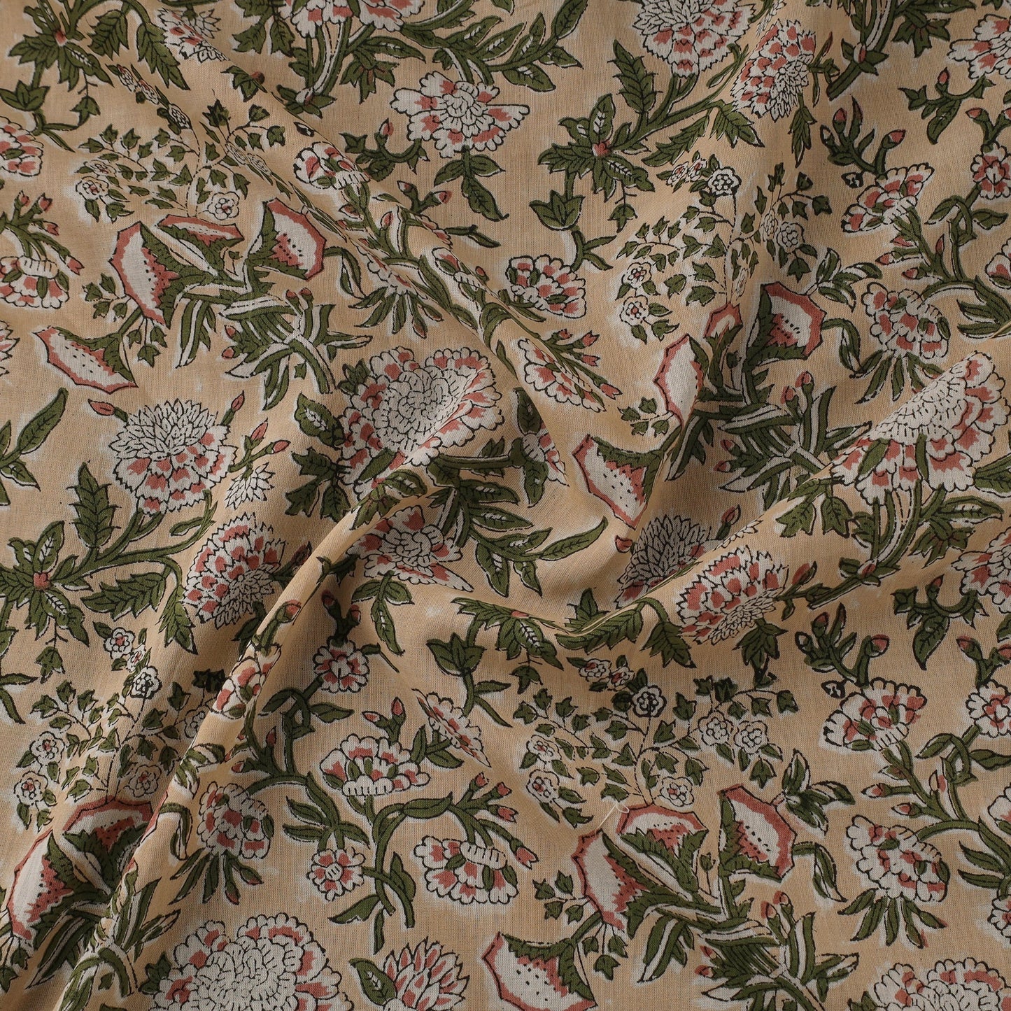 Pure mul cotton hand sanganeri fabric 03 - handcrafted