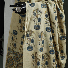 Beige - pure mul cotton kutch hand block print natural dyed
