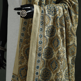 Beige - pure mul cotton kutch hand block print natural dyed