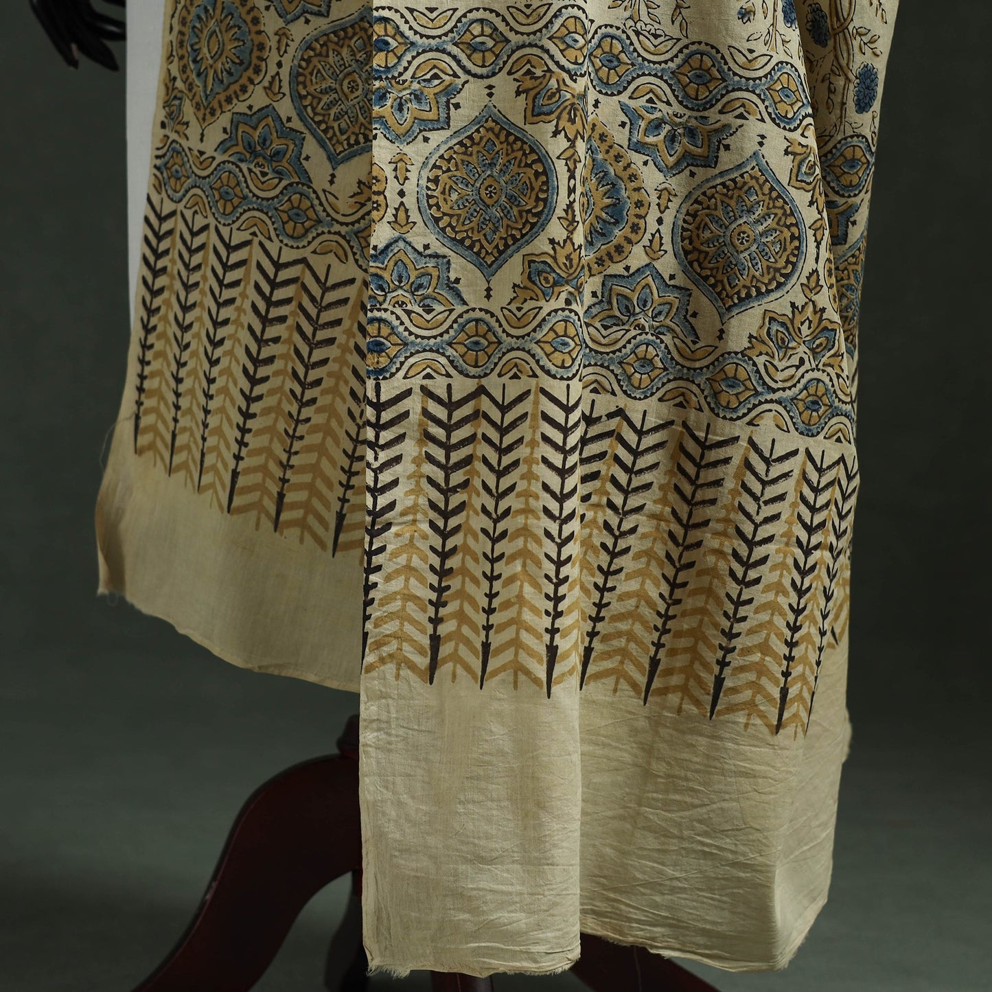 Beige - pure mul cotton kutch hand block print natural dyed