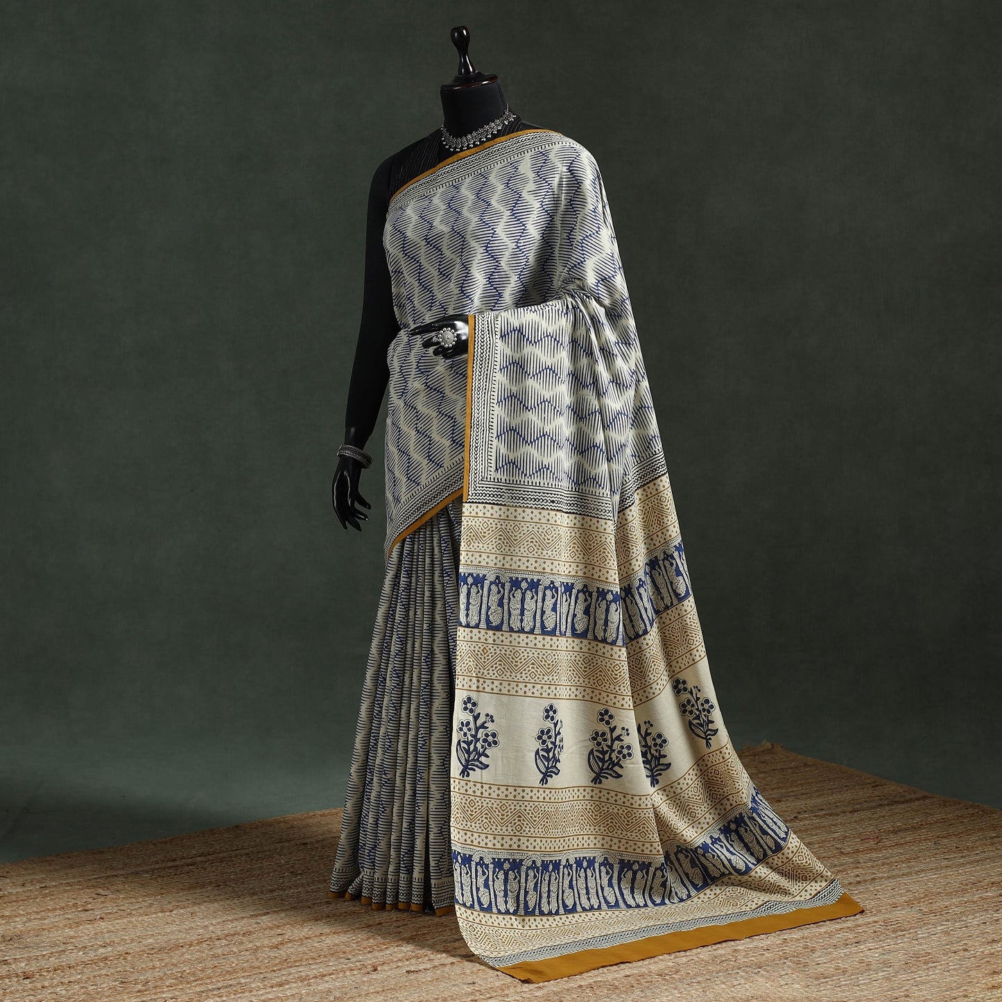 Pure mul cotton natural dyed hand block dabu bagru print