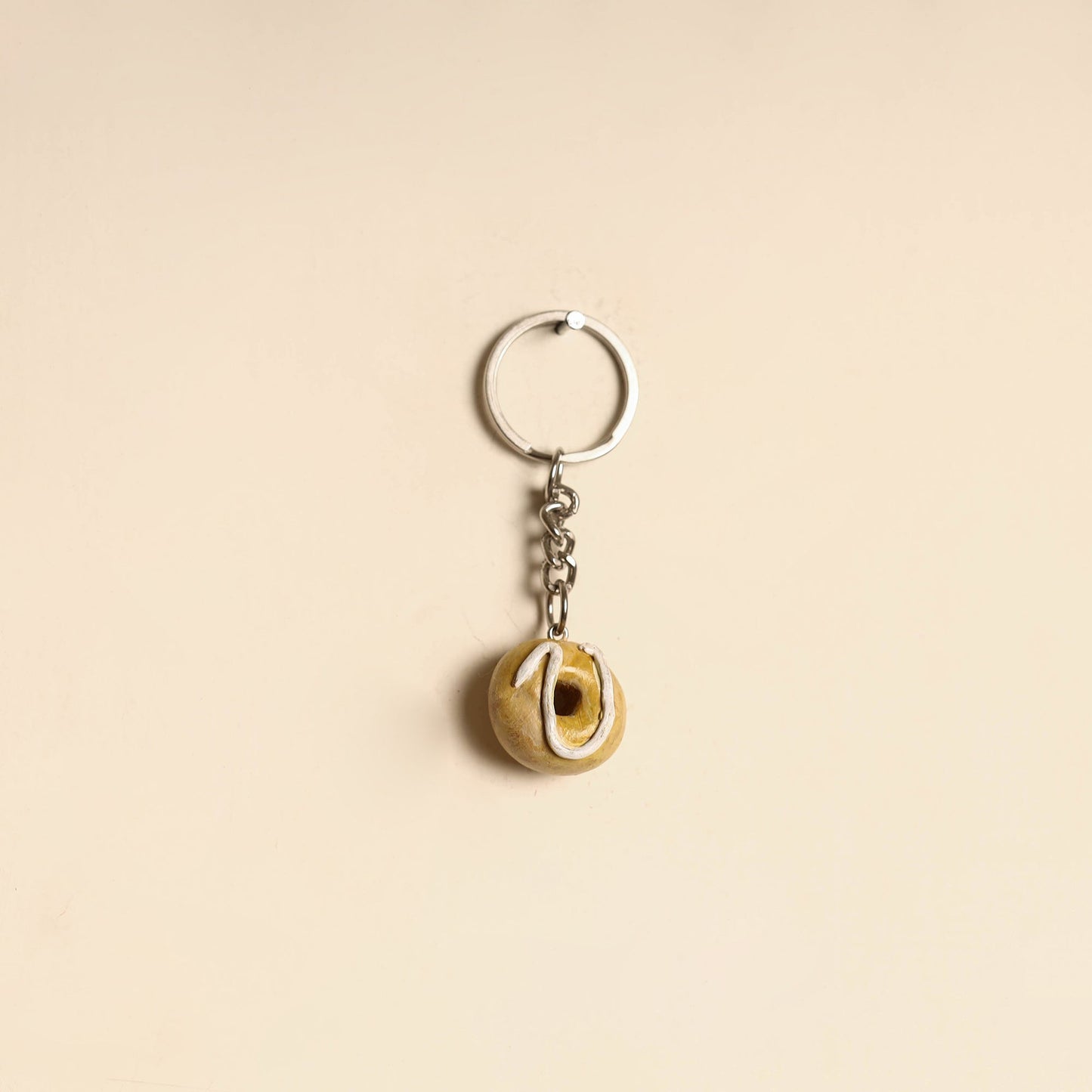 Beige - quirklets handpainted clay doughnut keychain 10