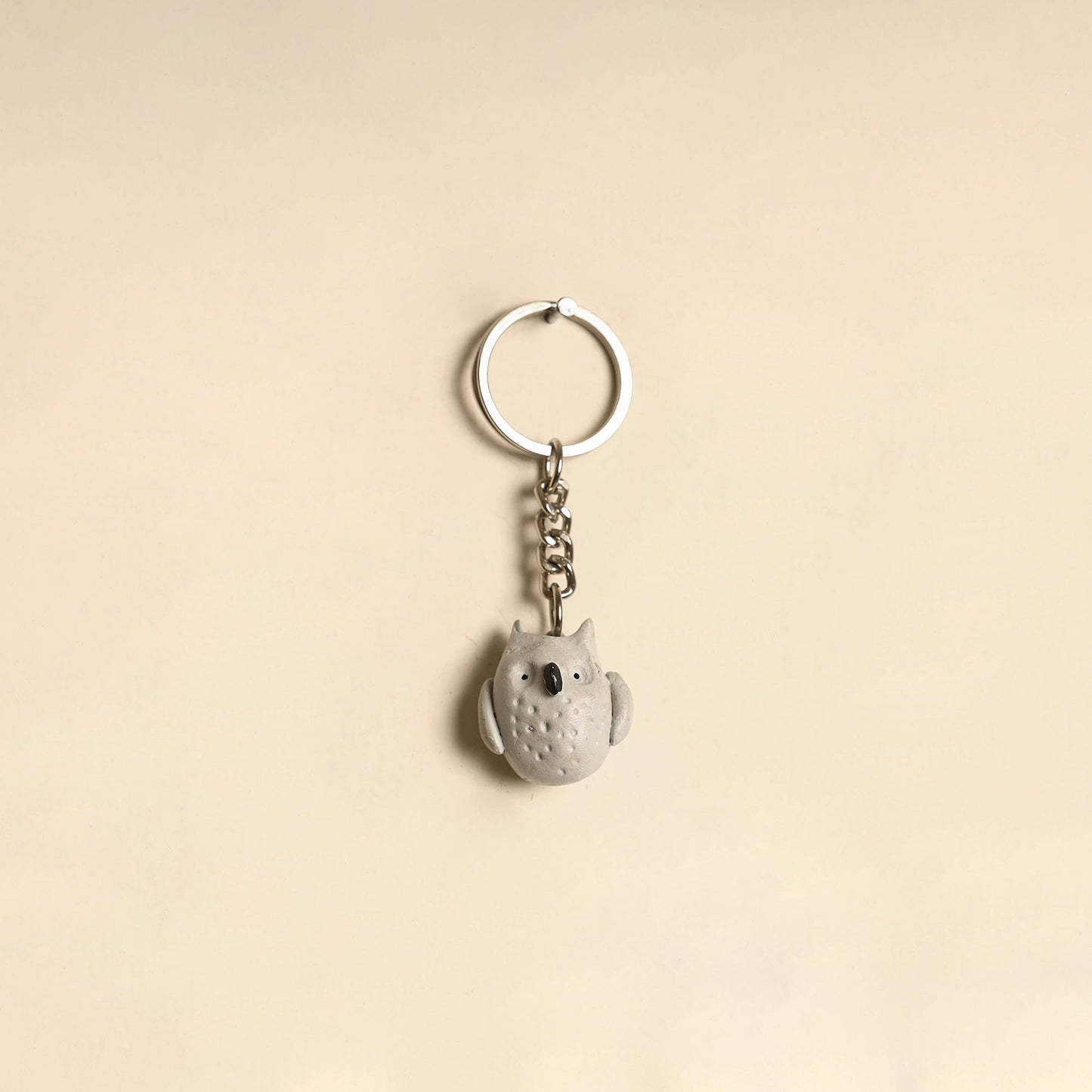 Beige - quirklets handpainted clay owl keychain 16