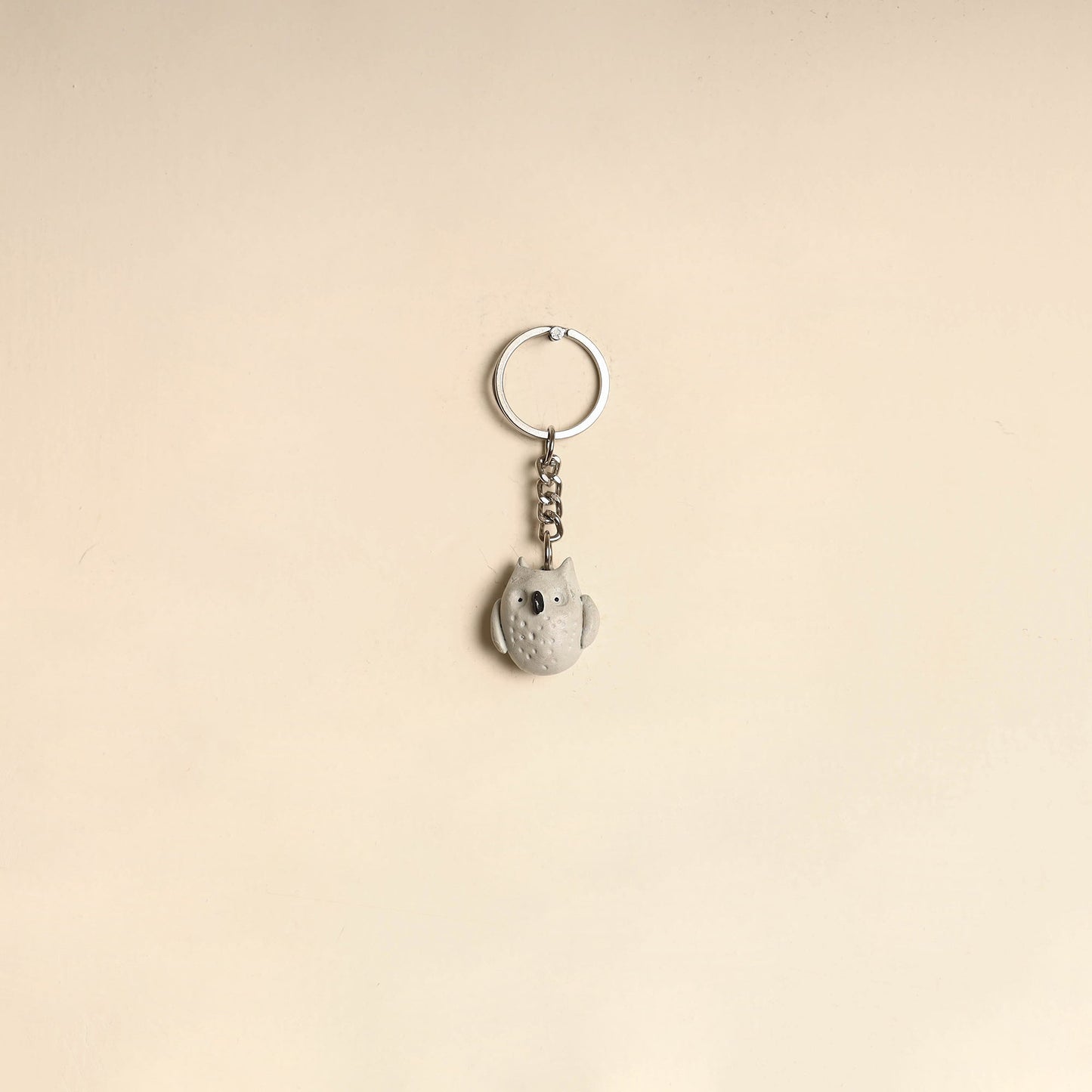 Beige - quirklets handpainted clay owl keychain 16