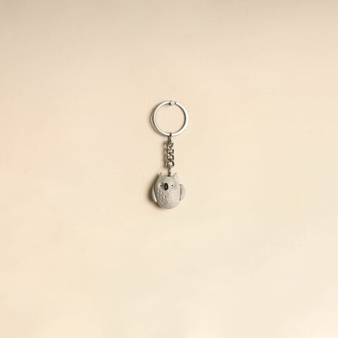 Beige - quirklets handpainted clay owl keychain 16