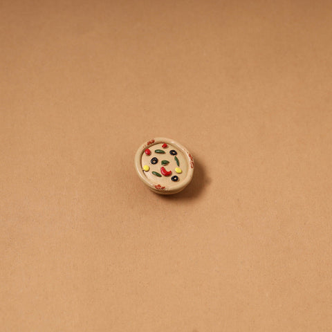 Beige - quirklets handpainted clay pizza fridge magnet 27