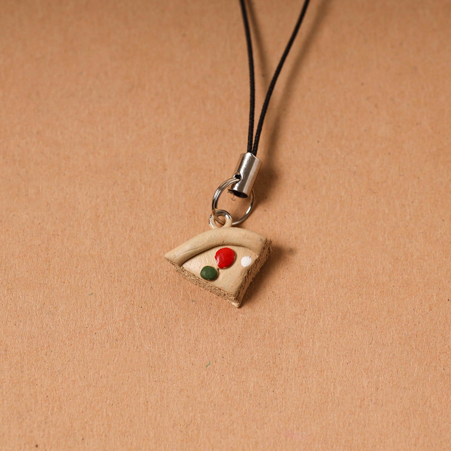 Beige - quirklets handpainted clay pizza slice bag charm
