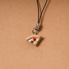 Beige - quirklets handpainted clay pizza slice bag charm