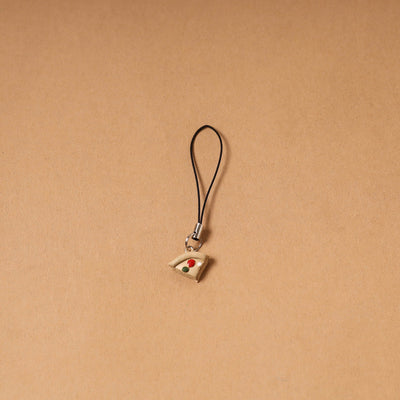 Beige - quirklets handpainted clay pizza slice bag charm