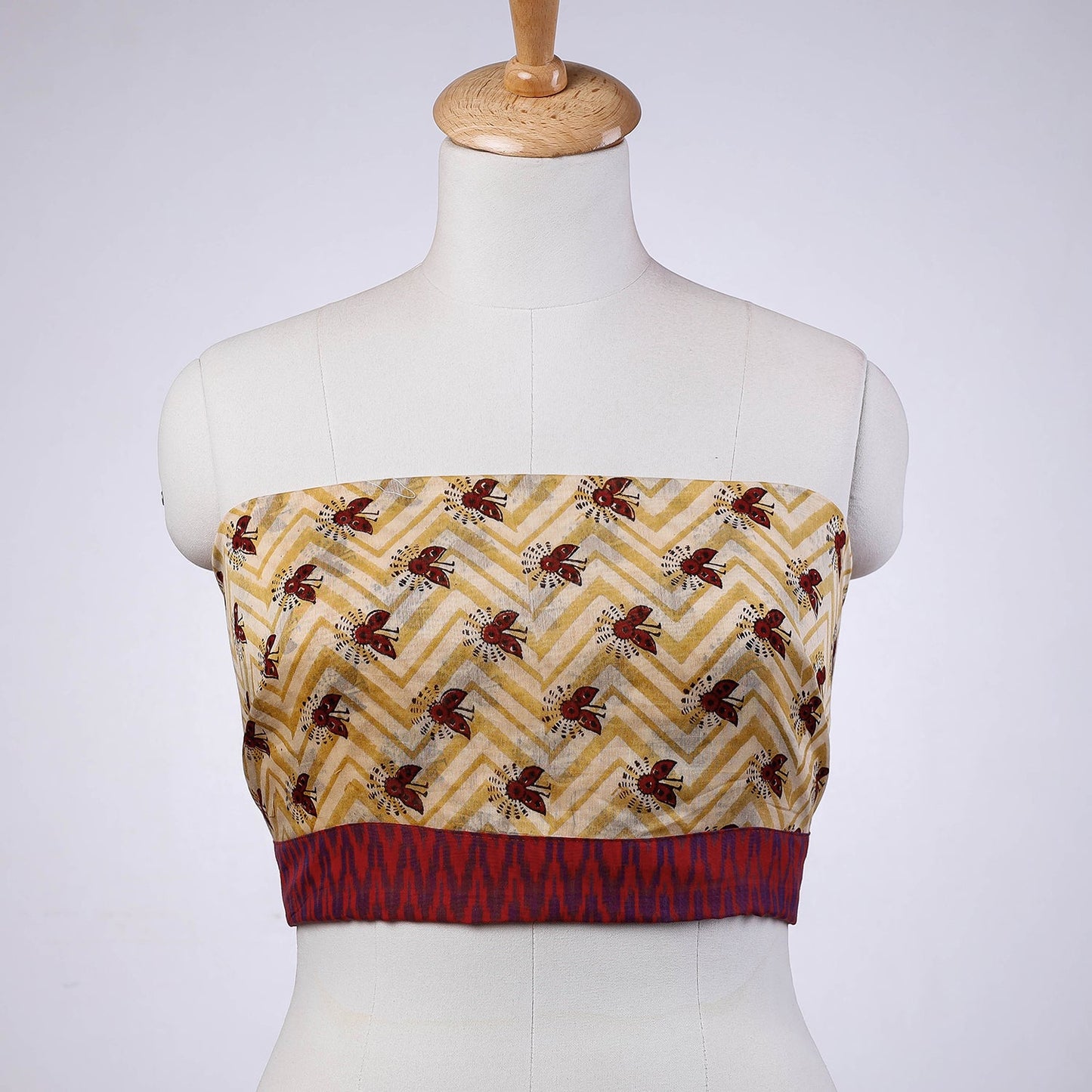 Buy Rangoli Pipad Chanderi Silk Blouse Material with Ikat Border Online at iTokri.com