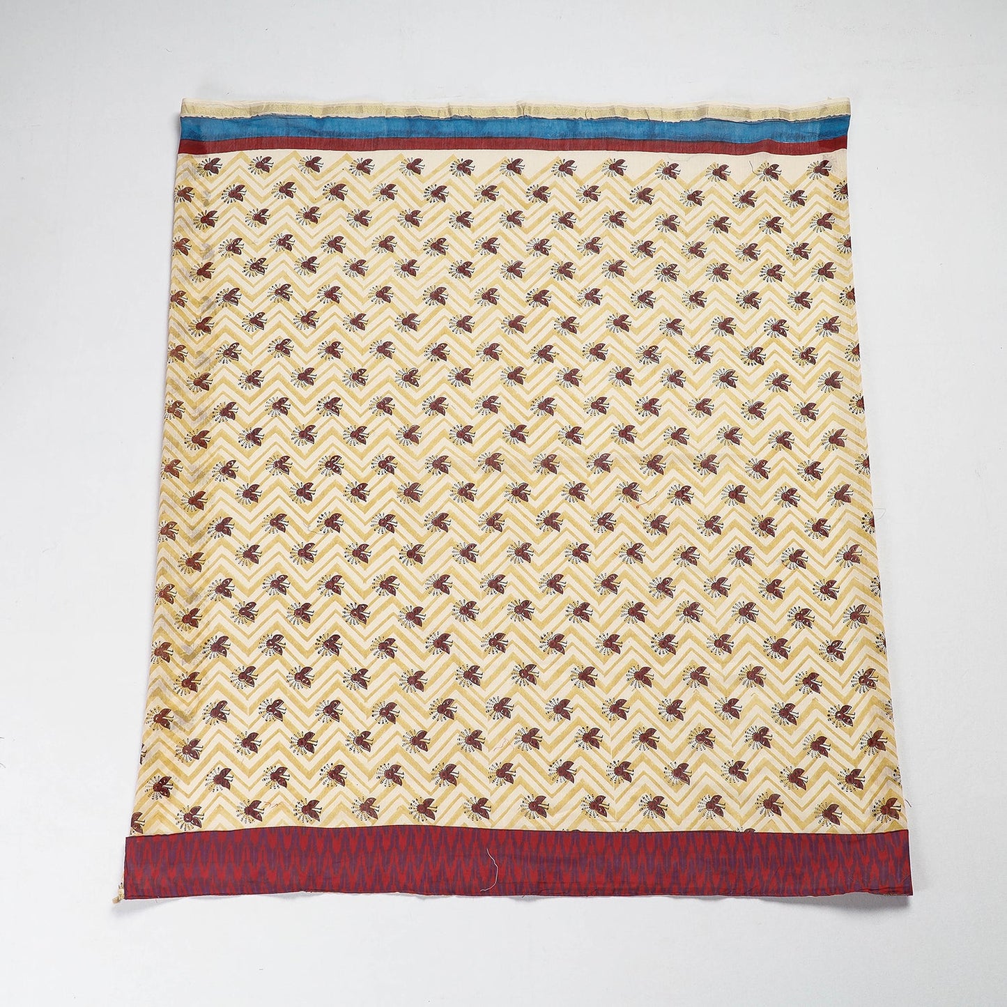 Buy Rangoli Pipad Chanderi Silk Blouse Material with Ikat Border Online at iTokri.com