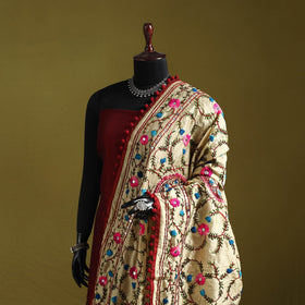 Ranihati chapa work chanderi silk hand embroidery dupatta